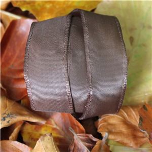 Autumn Leaves Ribbon - Wired Taffeta Brown